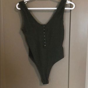 Green Ribbed bodysuit